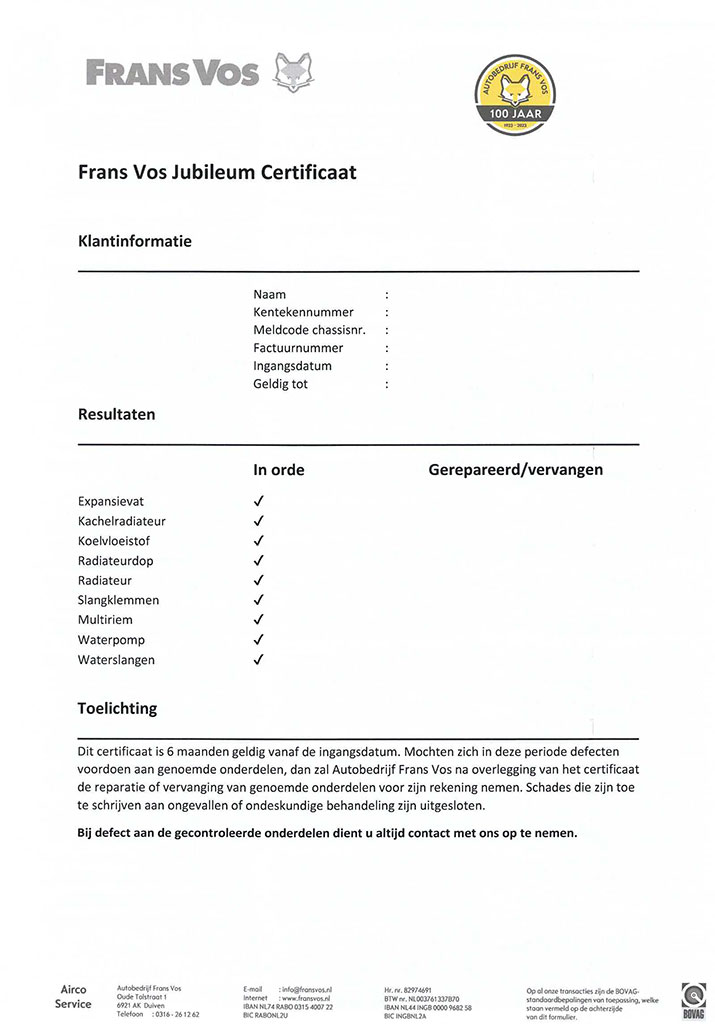 Scan van het certificaat